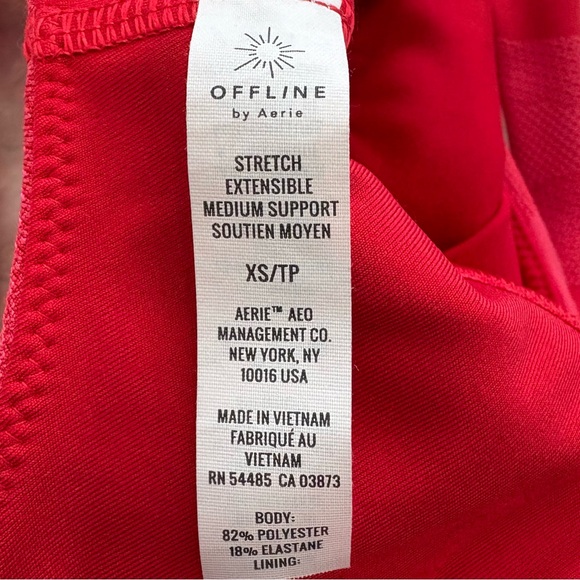 AERIE Offline Medium Support Stretch Camo Sports Bra Red and Pink XS - Picture 4 of 6